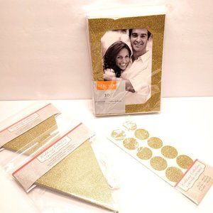 Lot of 4 Gold Glitter Wedding Collection Gartner Studios Banner Seals Photo Card